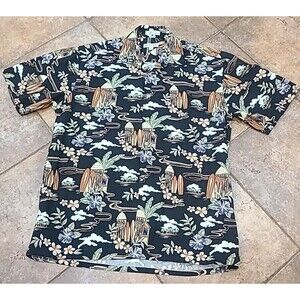 Pierre Cardin Men Med Short Sleeve Casual Hawaiian Shirt  Cotton Button Up VTG